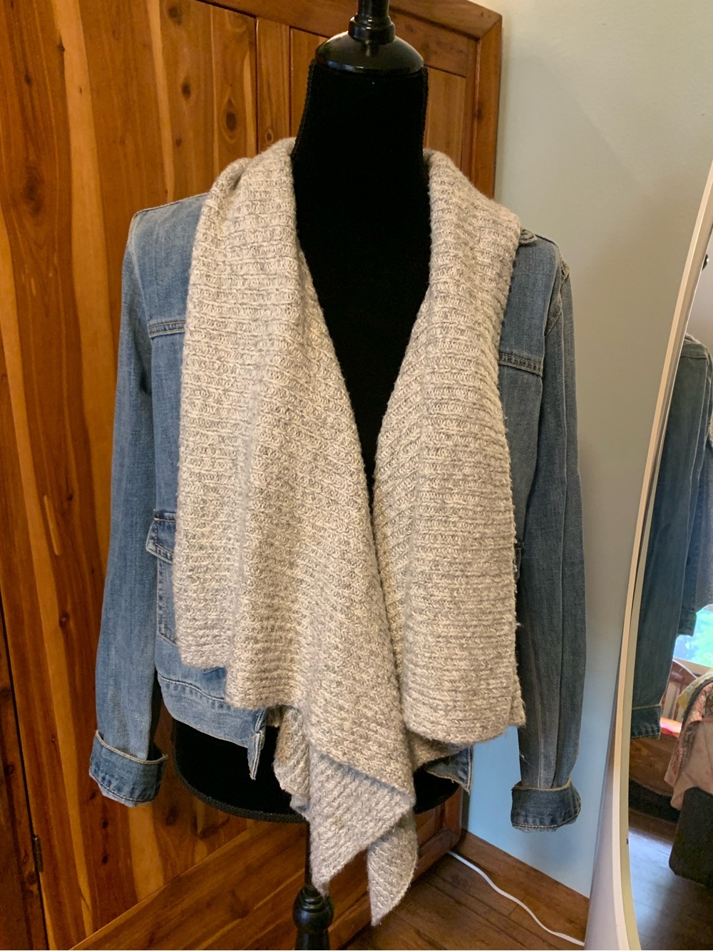 Abercrombie & Fitch Denim Jacket with attached scarf
